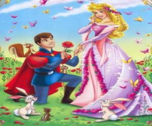 yapboz Prens Philip ön Prenses Aurora evlenme teklifi de diz çökmüş